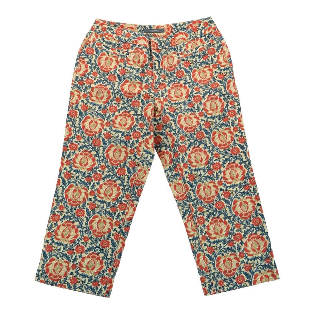 Liz Claiborne Audra Orange Navy Crop Pant Women's Size Petite 2 Classic Fit